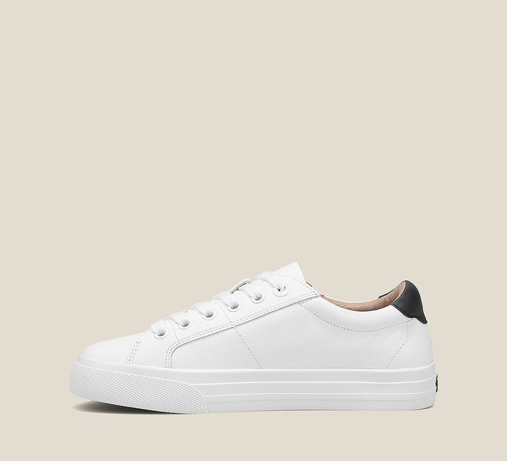 Side image of Heart and Soul Lux sneaker with lacesand removable footbed with rubber outsole
