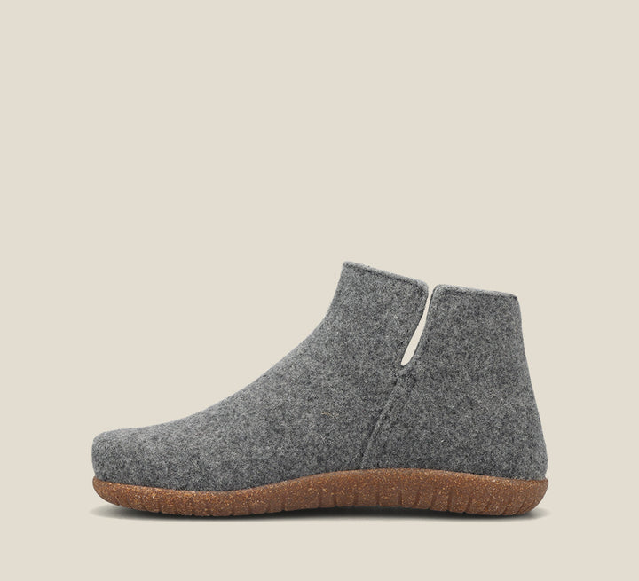 Instep of Good Wool Grey Short wool pull on bootie, wool lined, with a removable footbed &TR outsole 36