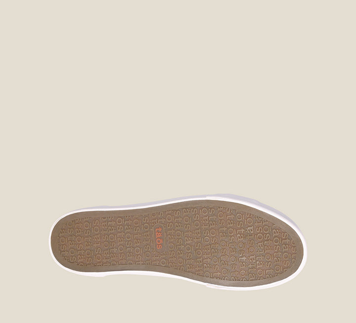 Outsole Angle of Plim Soul White Canvas sneaker with laces,polyurethane removable footbed with rubber outsole 6