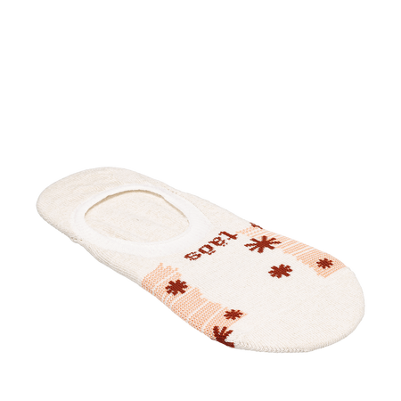 Side angle image of Taos Footwear No Show Stars and Stripes Socks Single White/Peach Size Large
