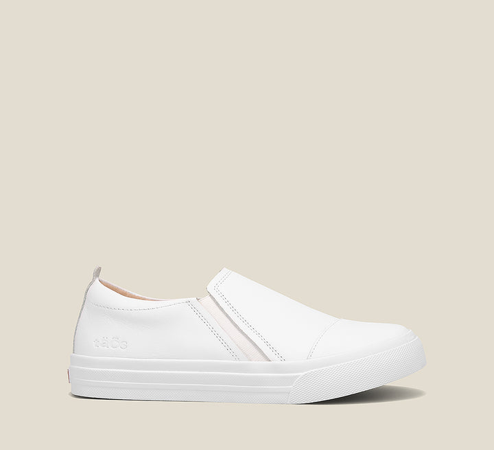 Side angle image of Taos Footwear Twin Gore Lux White Size 6