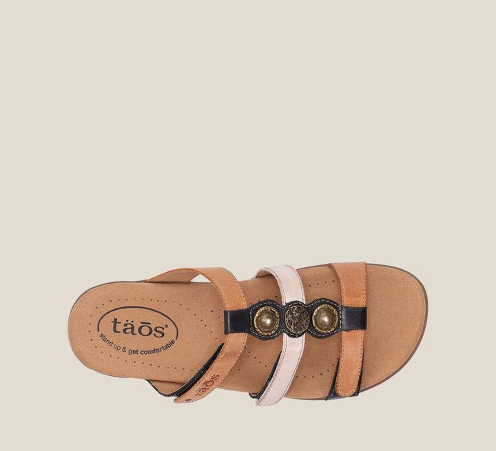 Top down image of Prize 4 Tan Multi Sandals Size 6
