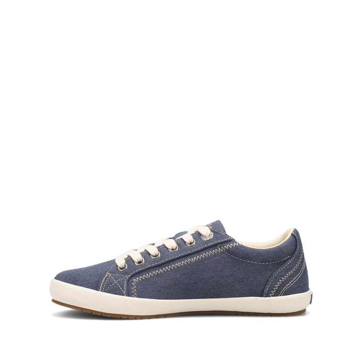 Side angle image of Taos Footwear Star Blue Wash Canvas Size 5