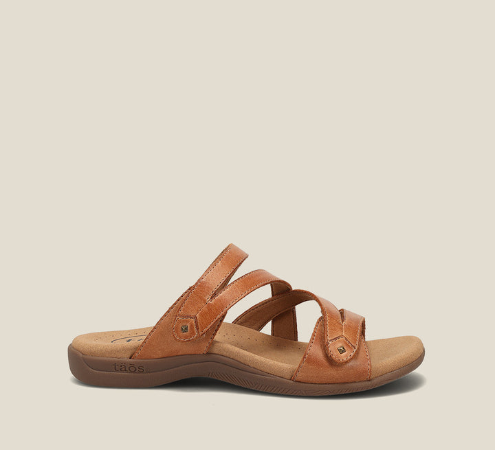 Side angle image of Taos Footwear Double U Caramel Size 6