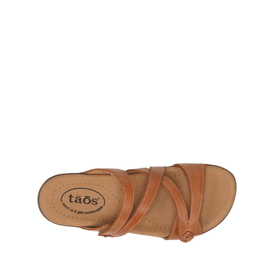 Top down image of Taos Footwear Double U Caramel Size 6