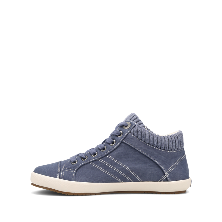 Side angle image of Taos Footwear Startup Indigo Distressed Size 6