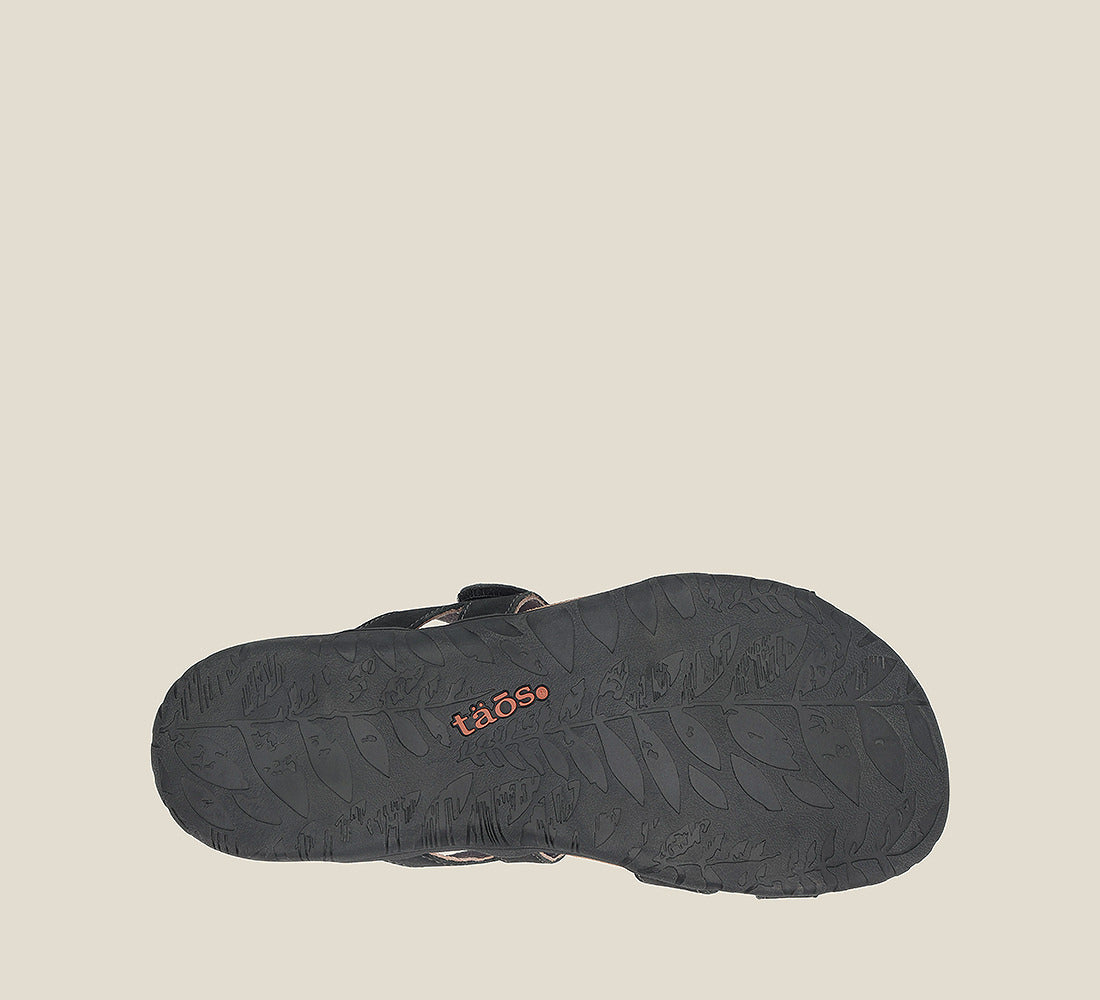 Outsole image of Taos Footwear Bandalero Black Nubuck Size 6