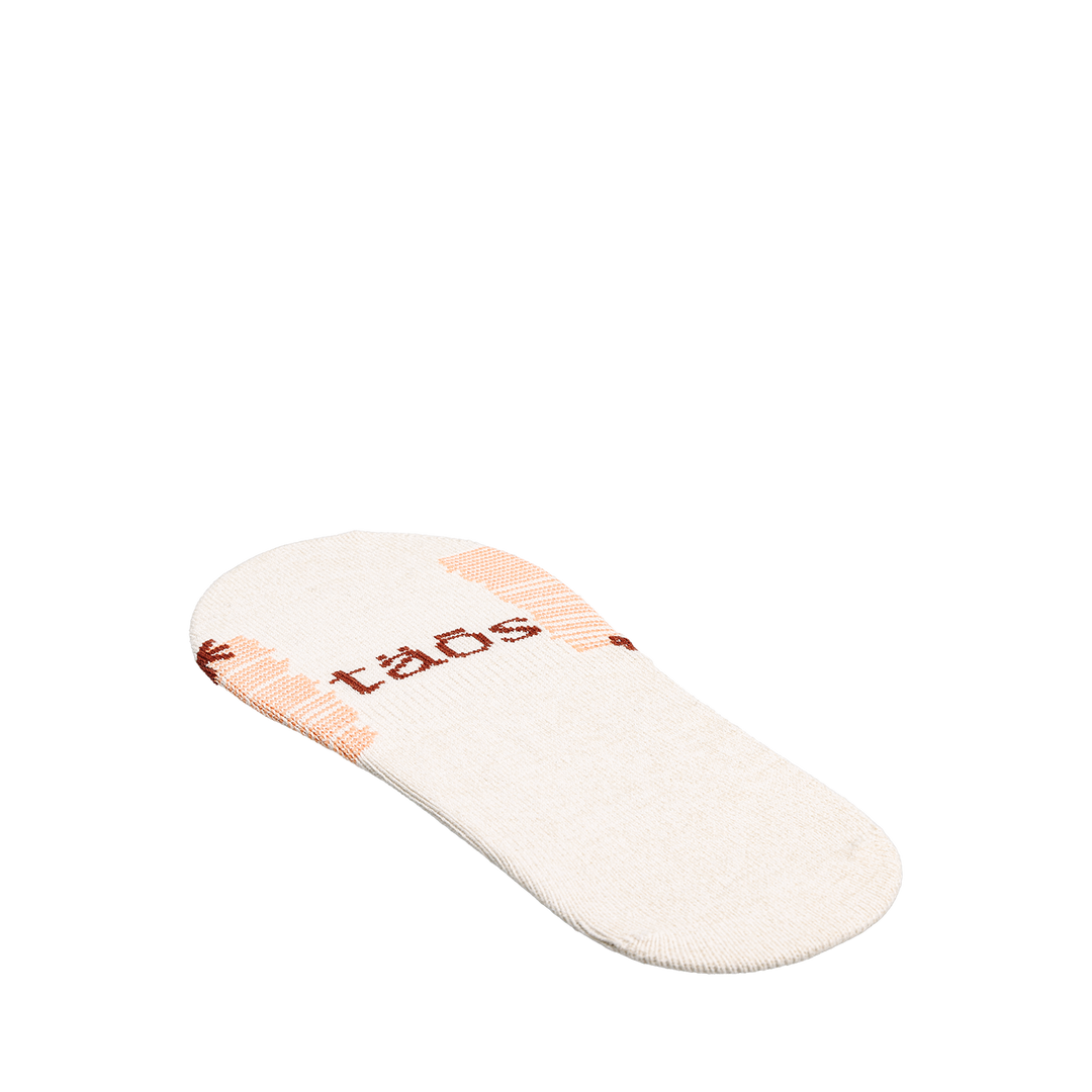 Side angle image of Taos Footwear No Show Stars and Stripes Socks Single White/Peach Size Large