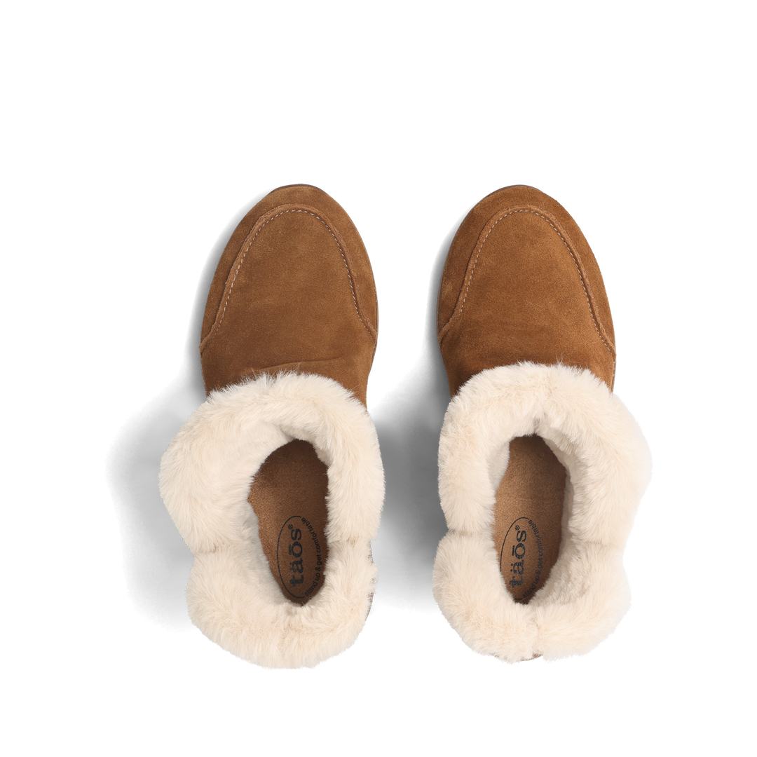 Top down image of Taos Footwear Future Mid Chestnut Suede Size 6