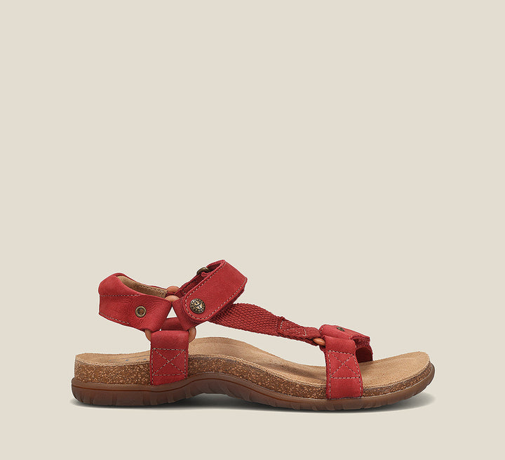 Side angle image of Taos Footwear Mixer Red Nubuck Size 8