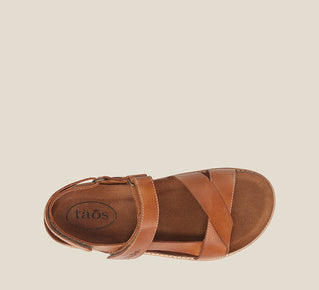 Load image into Gallery viewer, Top down image of Taos Footwear Sideways Caramel Size 37
