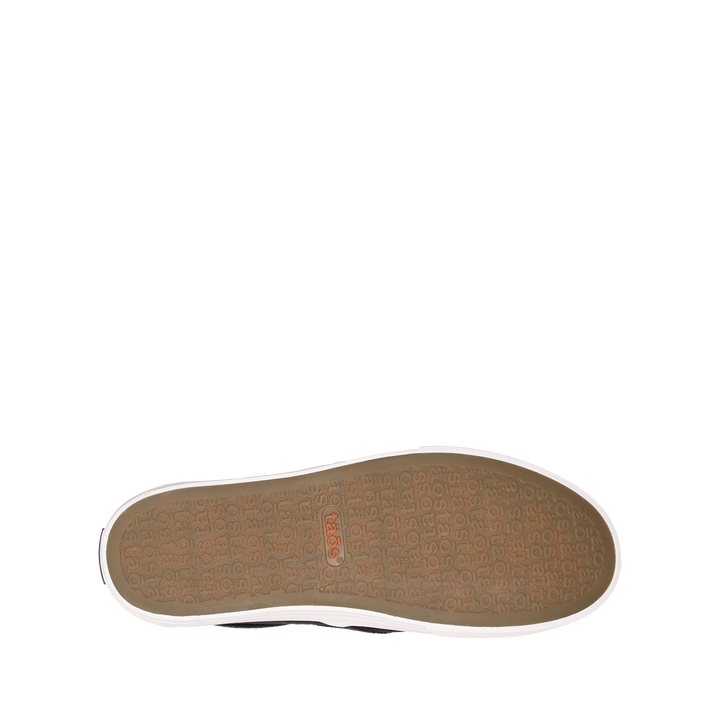 Outsole image of Taos Footwear Rubber Soul Black/White Canvas Size 6