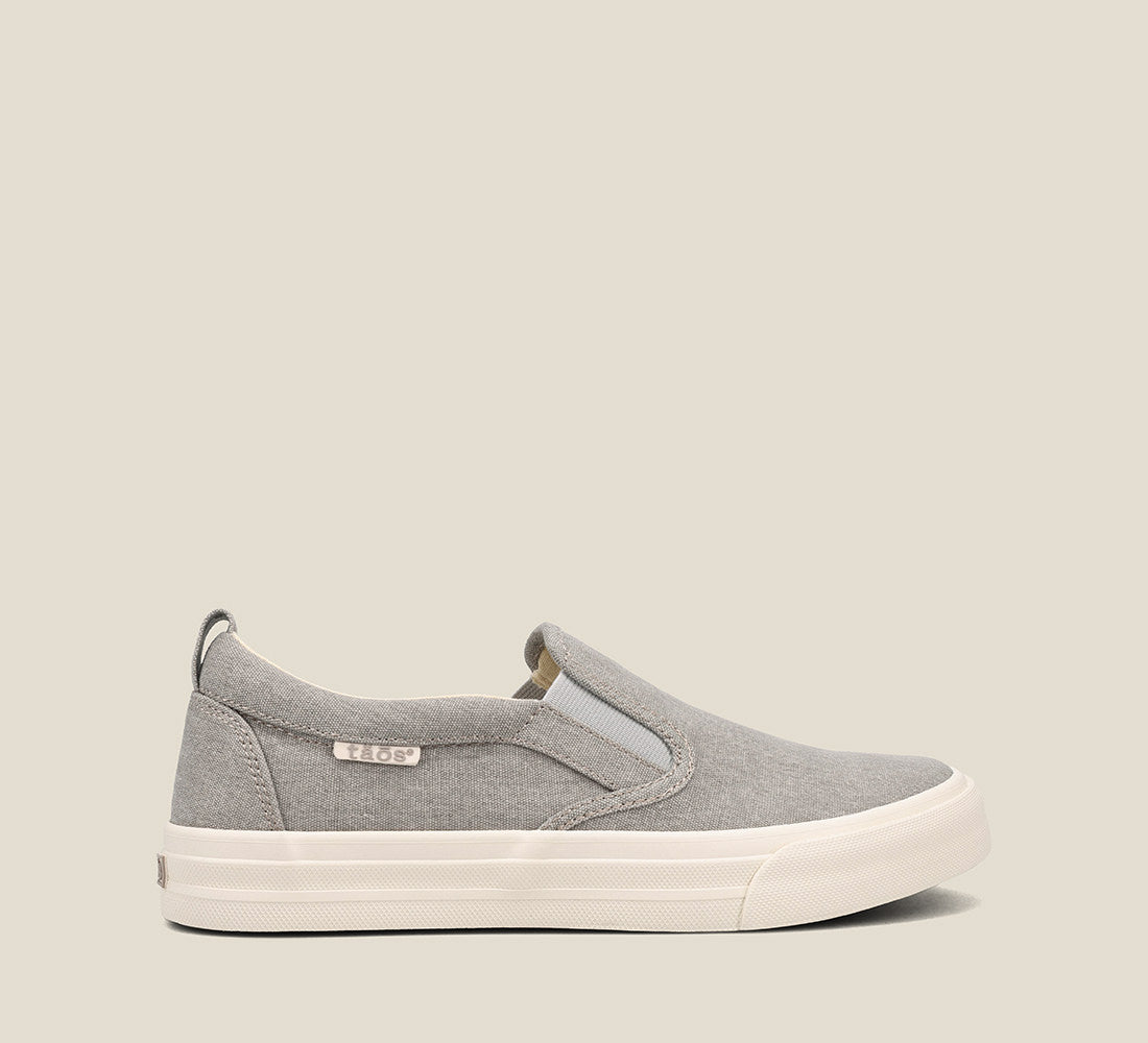 Outside Angle of Rubber Soul Grey Wash Canvas Canvas slip-on sneaker,polyurethane removable footbed with rubber outsole 6