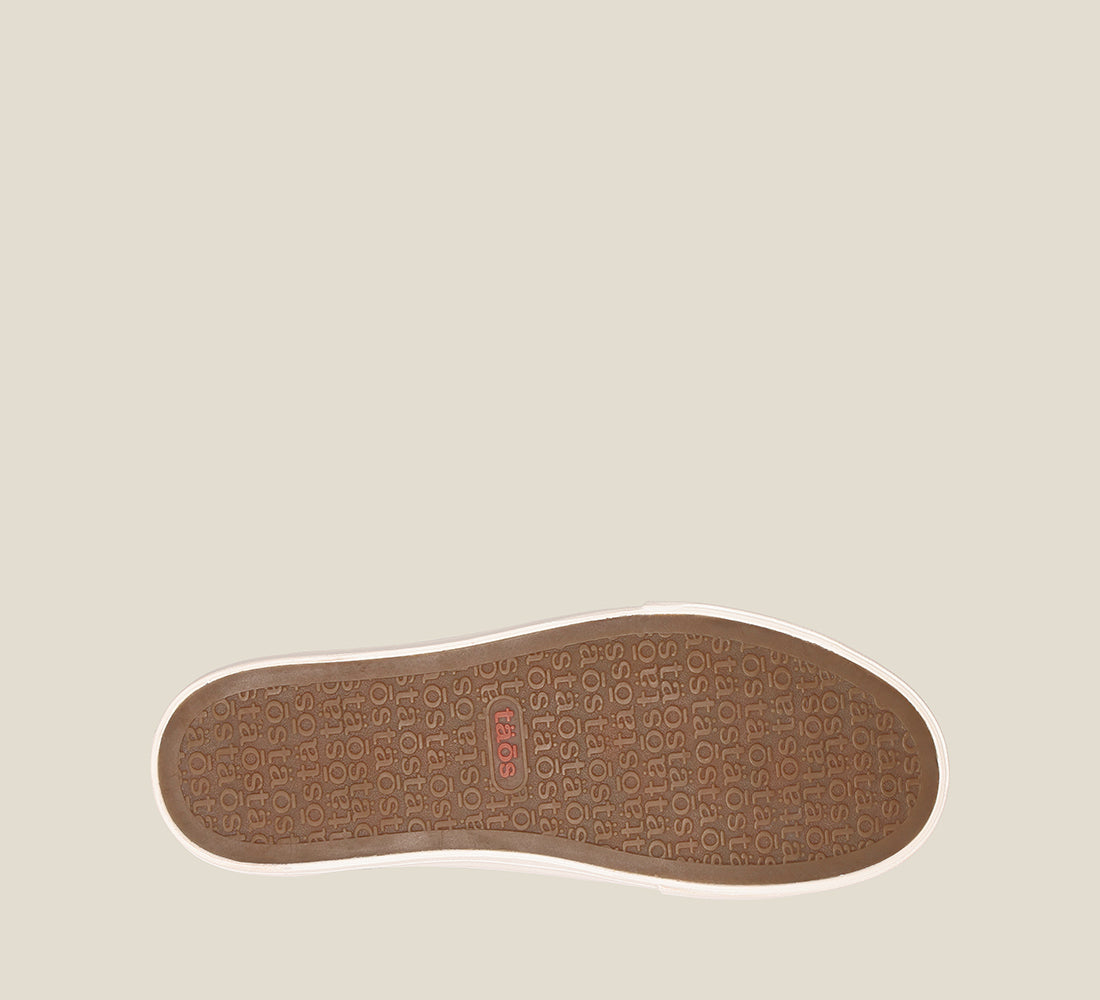 Outsole image of SuperSoul canvas sneaker featuring a polyurethane removable footbed with rubber outsole