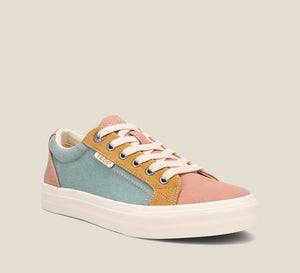 3/4 Angle of Plim Soul Beach Multi Canvas sneaker with Curves & Pods removable footbed with Soft Support and rubber outsole.