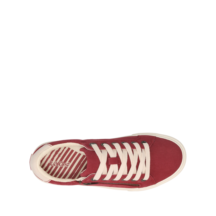 Top down Image of Z Soul Crimson/Ecru Distressed Size 8