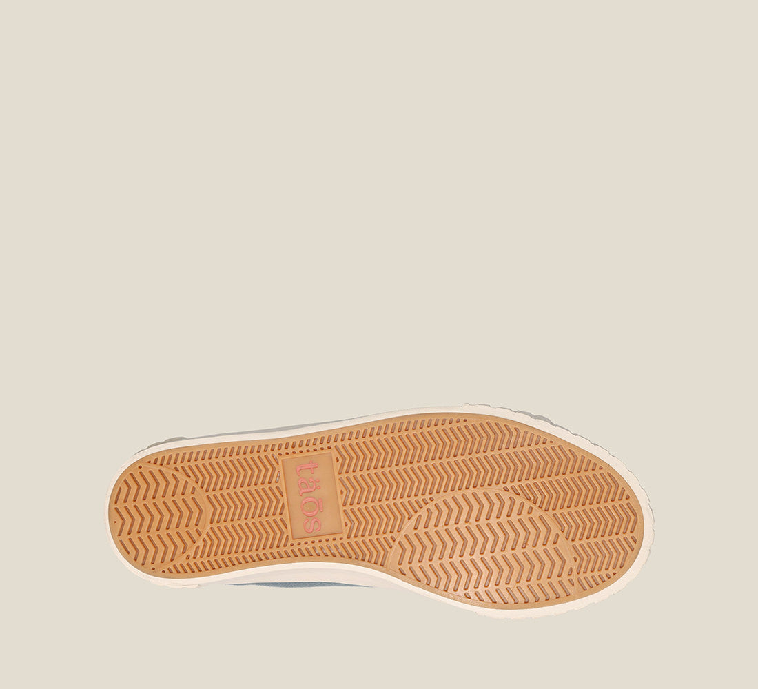 outsole image of One Vision Clay cotton lace up sneaker with rubber outsole