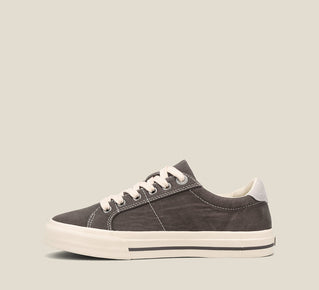 Load image into Gallery viewer, Side image of Z Soul  Canvas lace up sneaker featuring an outside zipper
