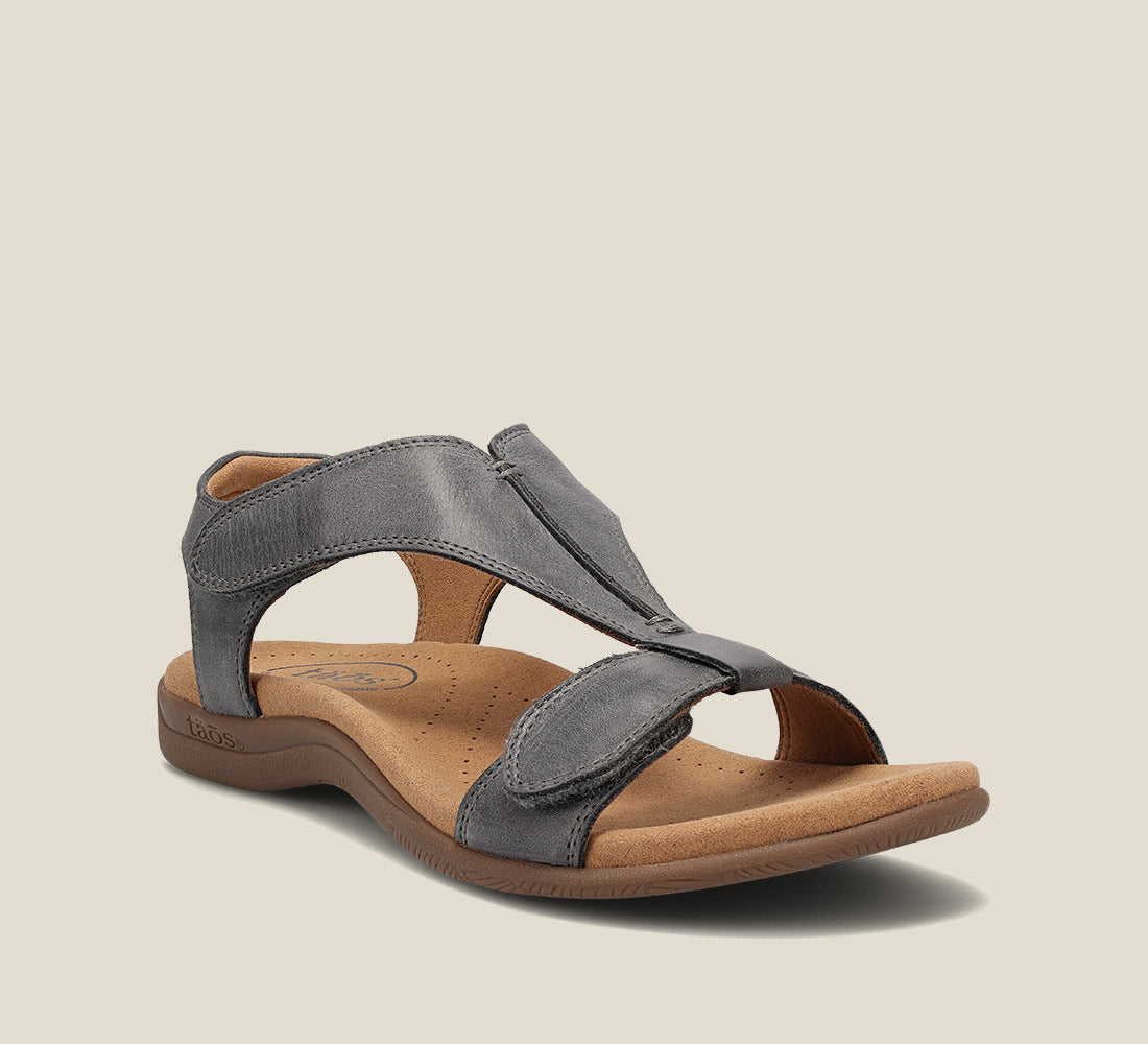 The Show, modern t-strap sandal featuring two adjustable hook and loops and flexible durable rubber outsole. Learn more on TaosFootwear.com.