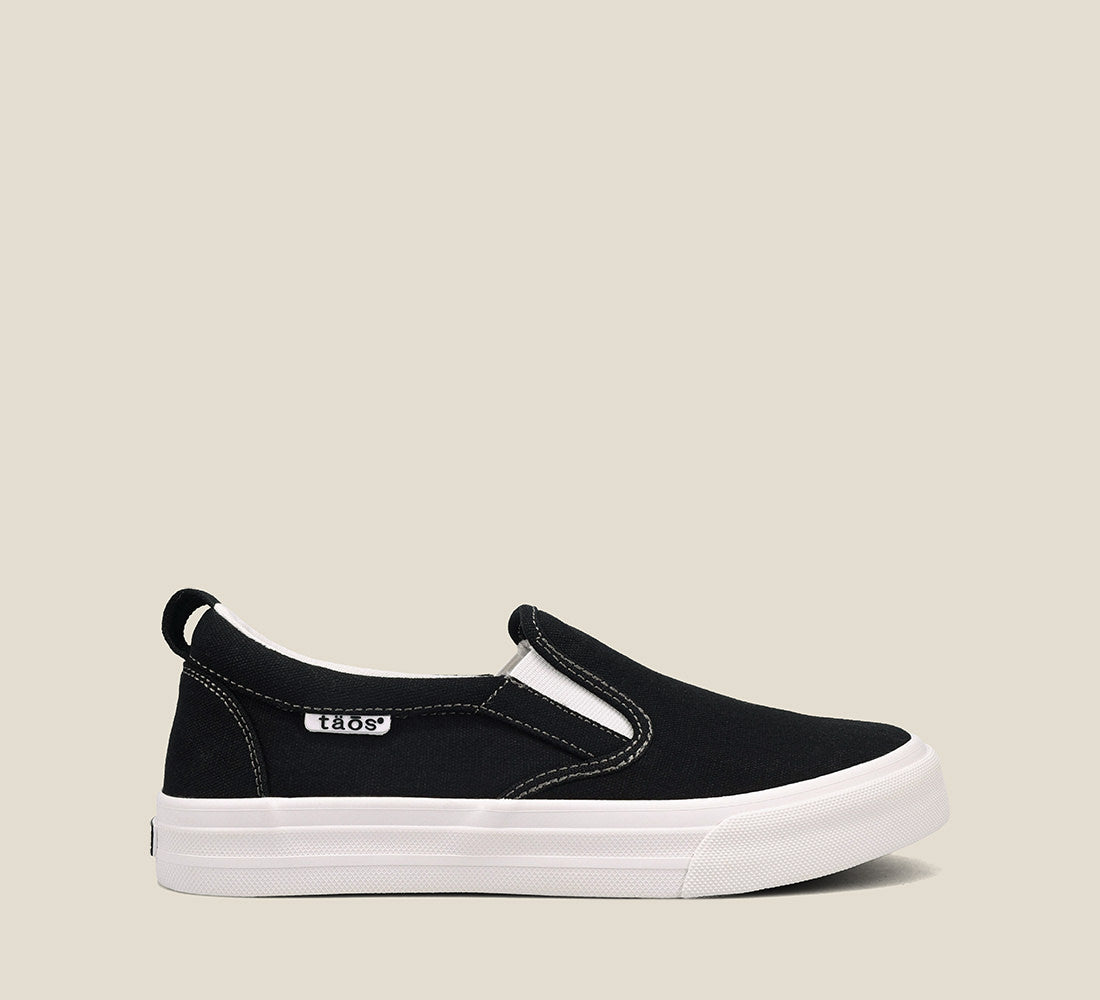 Outside image of Rubber Soul Black/White Canvas Shoes 6