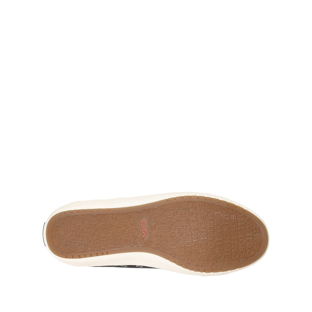 Outsole image of Taos Footwear Moc Star 2 Black Distressed Size 7.5