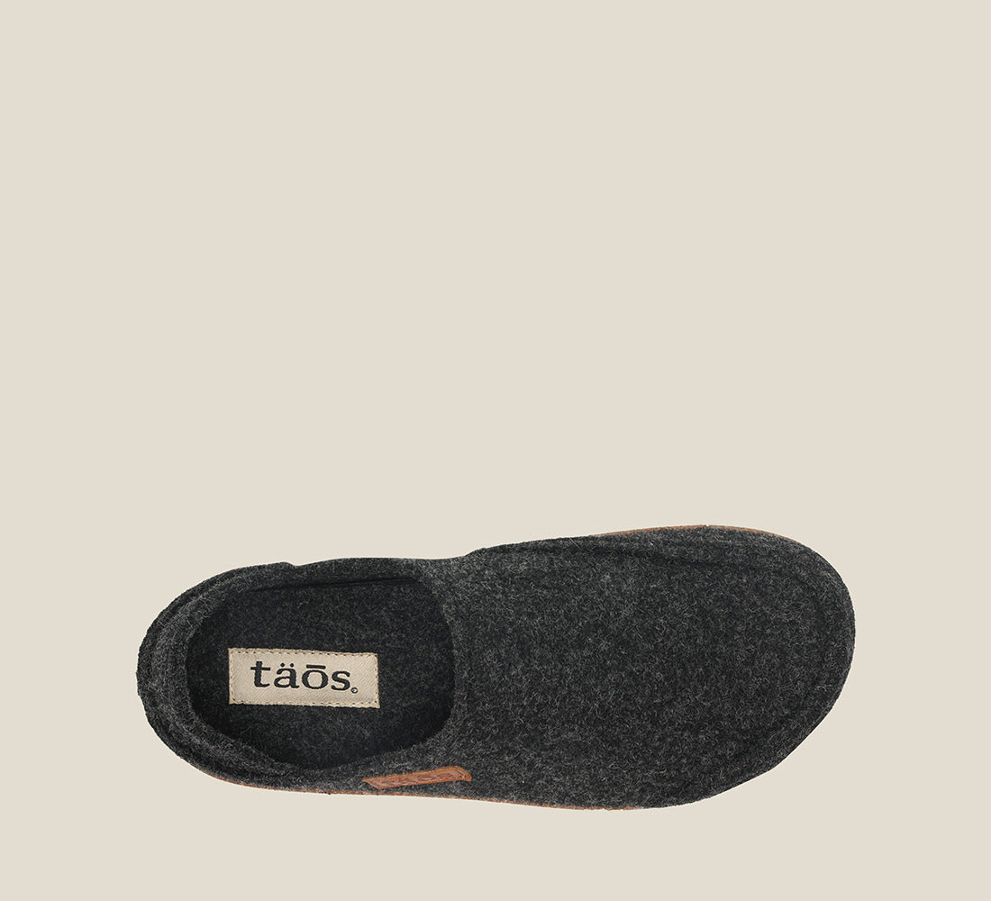 "Instep image of Convertawool Black Wool slip on with back