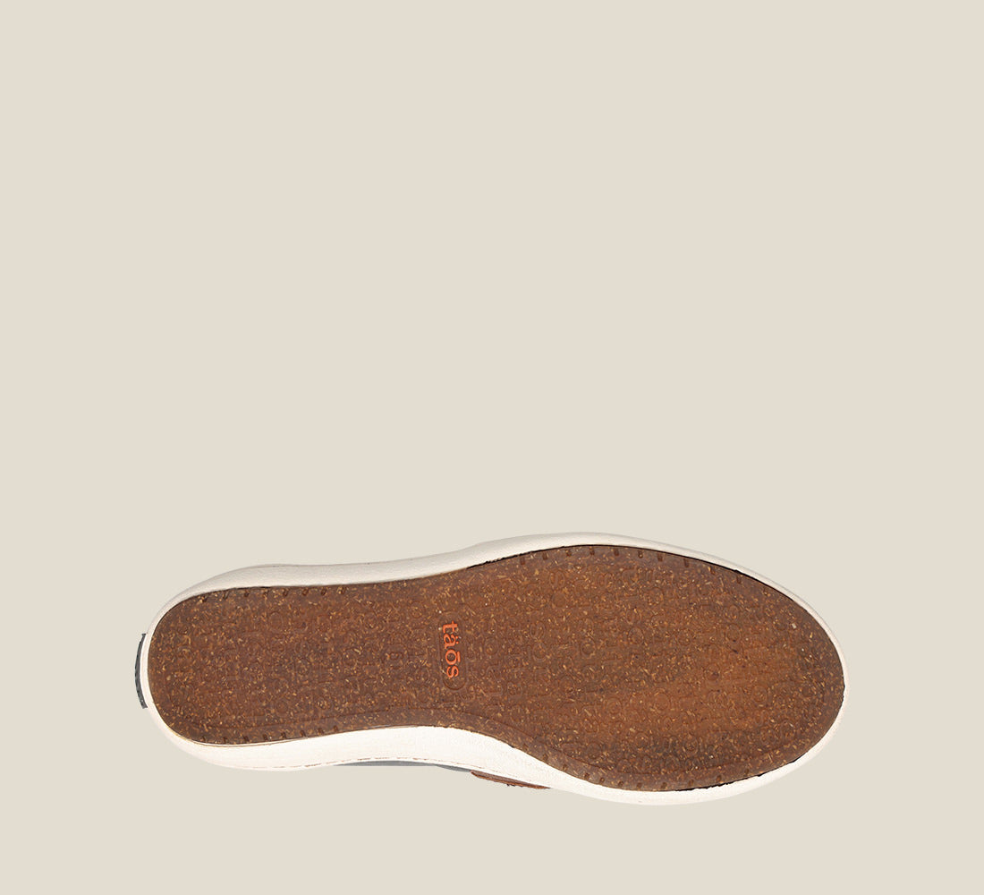 Outsole Angle of Upward Steel/Taupe Multi Leather slip on casual with a polyurethane removable footbed with, rubber outsole 6