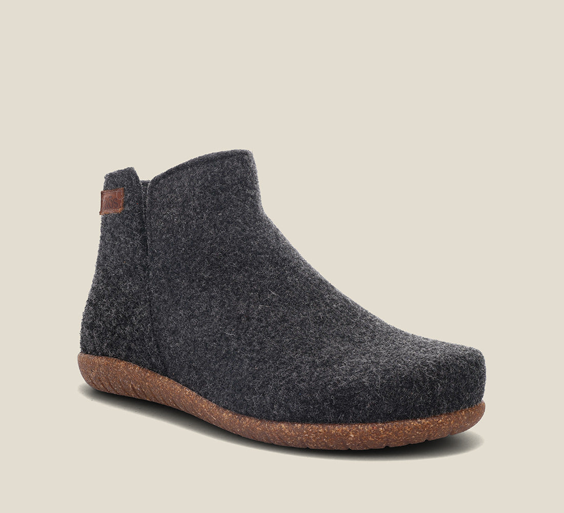 Hero image of Good Wool Charcoal Short wool pull on bootie, wool lined, with a removable footbed &TR outsole 36