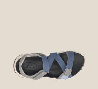 Load image into Gallery viewer, Top down image of Taos Footwear Super Z Blue Multi Size 6
