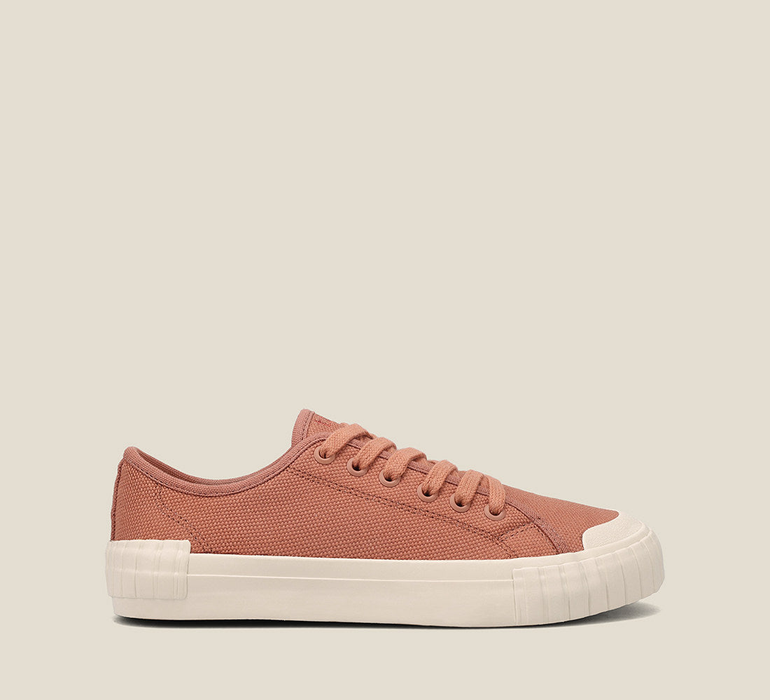 side image of One Vision Clay cotton lace up sneaker with rubber outsole