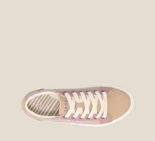 Load image into Gallery viewer, Top down image of Taos Footwear Plim Soul Tan/Dusty Rose Multi Size 9 W
