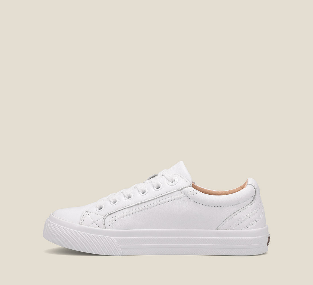 Instep of Plim Soul Lux White Leather leather sneaker featuring a polyurethane removable footbed with rubber outsole 6