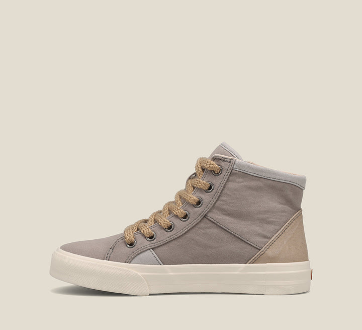Outside Angle of Top Soul high top active sneaker featuring outside zipper and rubber outsole.