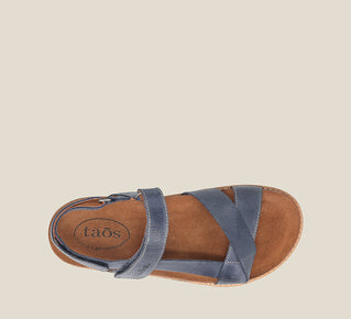 Load image into Gallery viewer, Top down image of Taos Footwear Sideways Dark Blue Size 42

