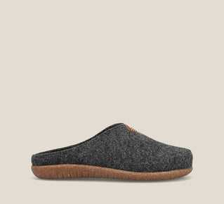 Load image into Gallery viewer, Outside Angle of My Sweet Wool Charcoal Wool clog with featuring a removable footbed with arch &amp; metatarsal support, &amp; TR outsole 36
