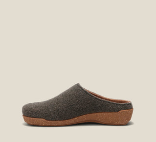Load image into Gallery viewer, Instep of Woollery Olive Two-tone wool slip on clog with cork detail, a footbed, &amp; rubber outsole 36
