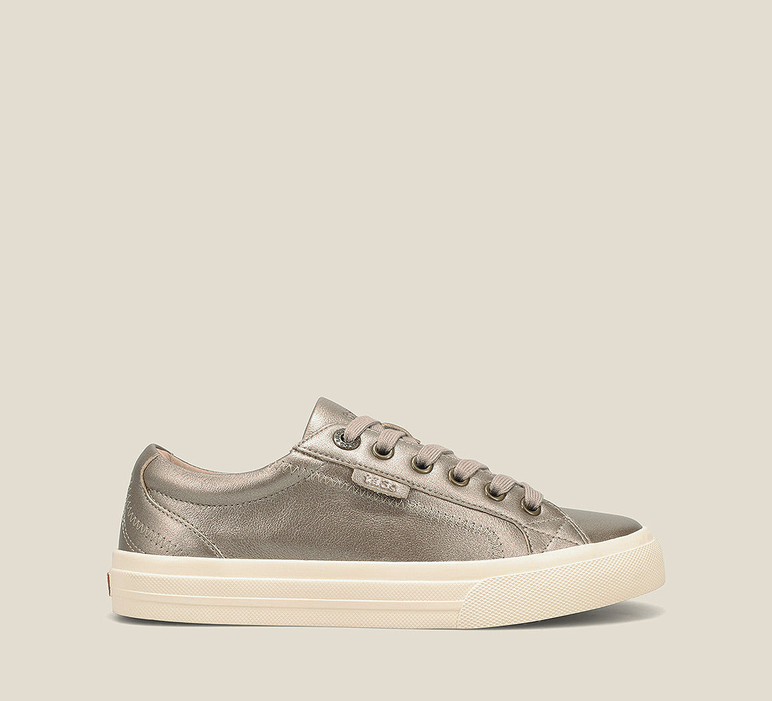 Side angle image of Taos Footwear Plim Soul Lux Champagne Size 8.5