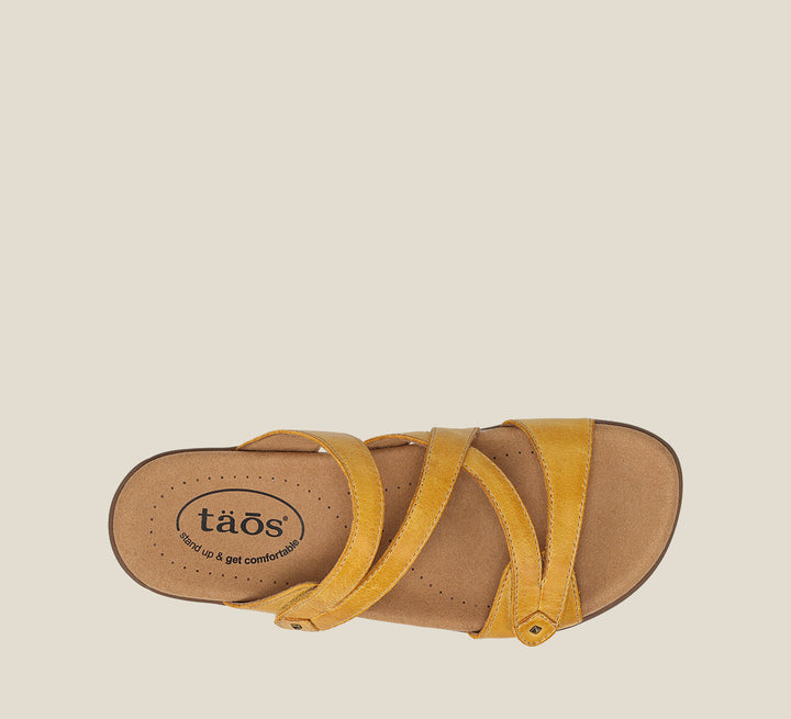 Top down image of Taos Footwear Double U Yellow Size 6