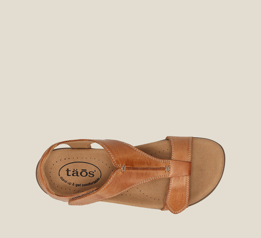 Top angle image of Taos Footwear The Show Caramel Size 7 Wide