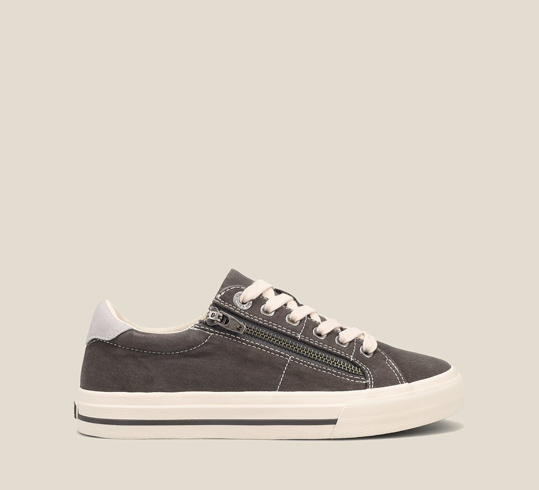 Side image of Z Soul  Canvas lace up sneaker featuring an outside zipper