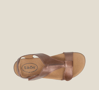 Load image into Gallery viewer, Top angle image of Taos Footwear The Show Bronze Size 6
