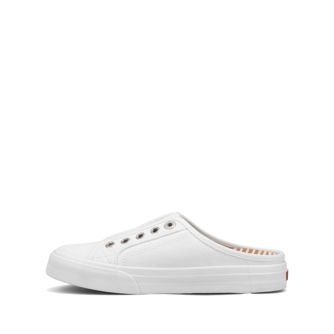 Side angle image of Taos Footwear Ez Soul White Canvas Size 6