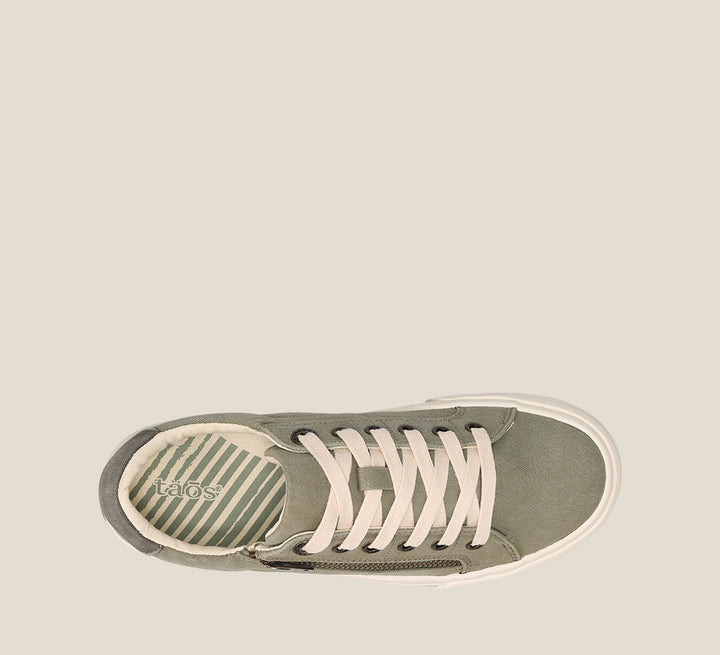 Top down Image of Z Soul Sage/Olive Distressed Size 6.5