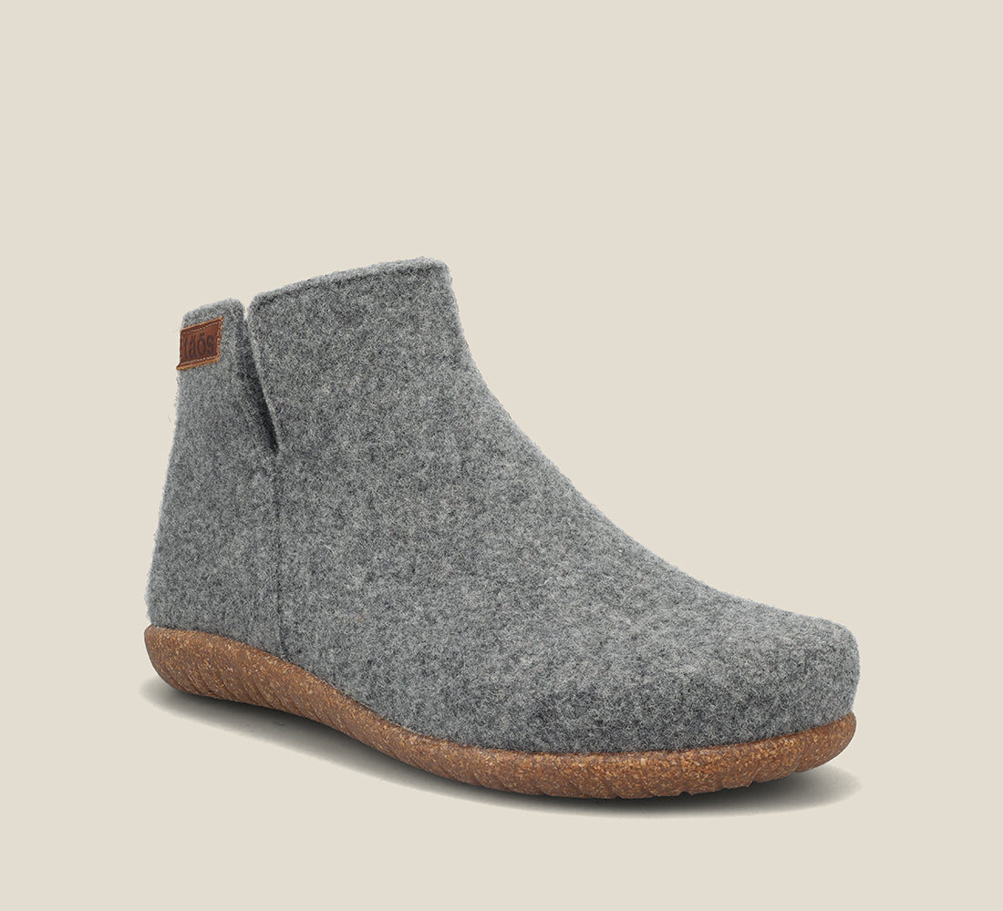Hero image of Good Wool Grey Short wool pull on bootie, wool lined, with a removable footbed &TR outsole 36