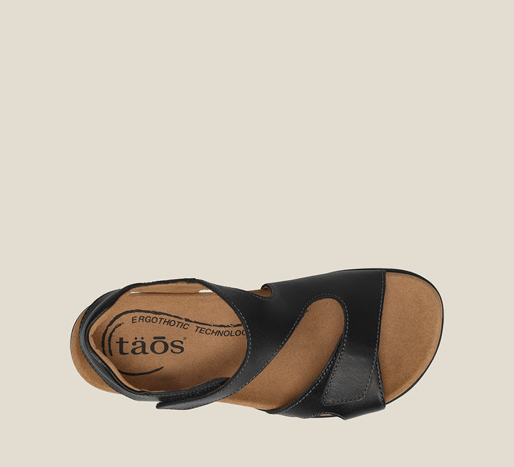 Top down image of Taos Footwear Serene Black Size 7