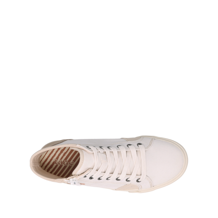 Top Angle of Top Soul high top active sneaker featuring outside zipper and rubber outsole.