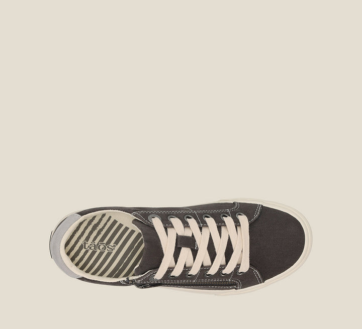 Top image of Z Soul  Canvas lace up sneaker featuring an outside zipper