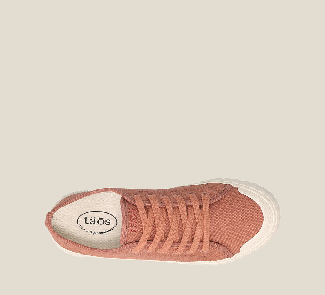 top image of One Vision Clay cotton lace up sneaker with rubber outsole