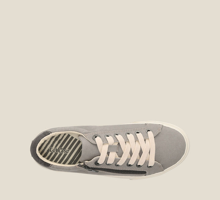 Top image of Z Soul  Canvas lace up sneaker featuring an outside zipper