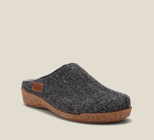 Hero image of Woollery Charcoal Two-tone wool slip on clog with cork detail, a footbed, & rubber outsole 36